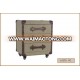 Decorative Wooden Storage Cabinet with Drawers, Wheels and Canvas Surface