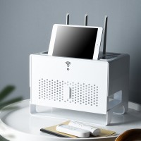 Multifunctional Router Storage Box with Lid Plastic Desktop Socket Row Sorting Box Office Simple Plug Wire Box